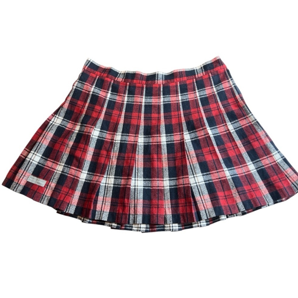 Simply, Southern Red and Black Plaid Pleated Schoolgirl Skirt SZ L